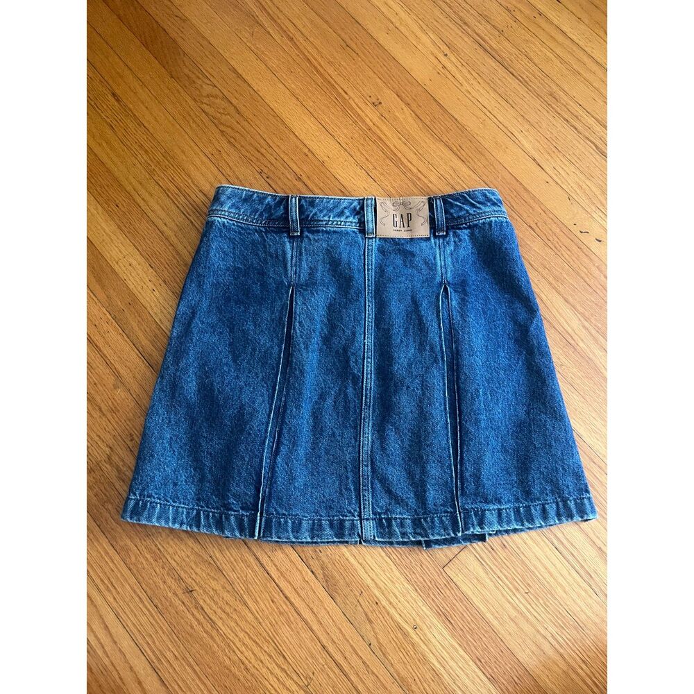 NWOT Gap x Sandy Liang Pleated Denim Mini Skirt - sz 4 - Picture 2 of 3